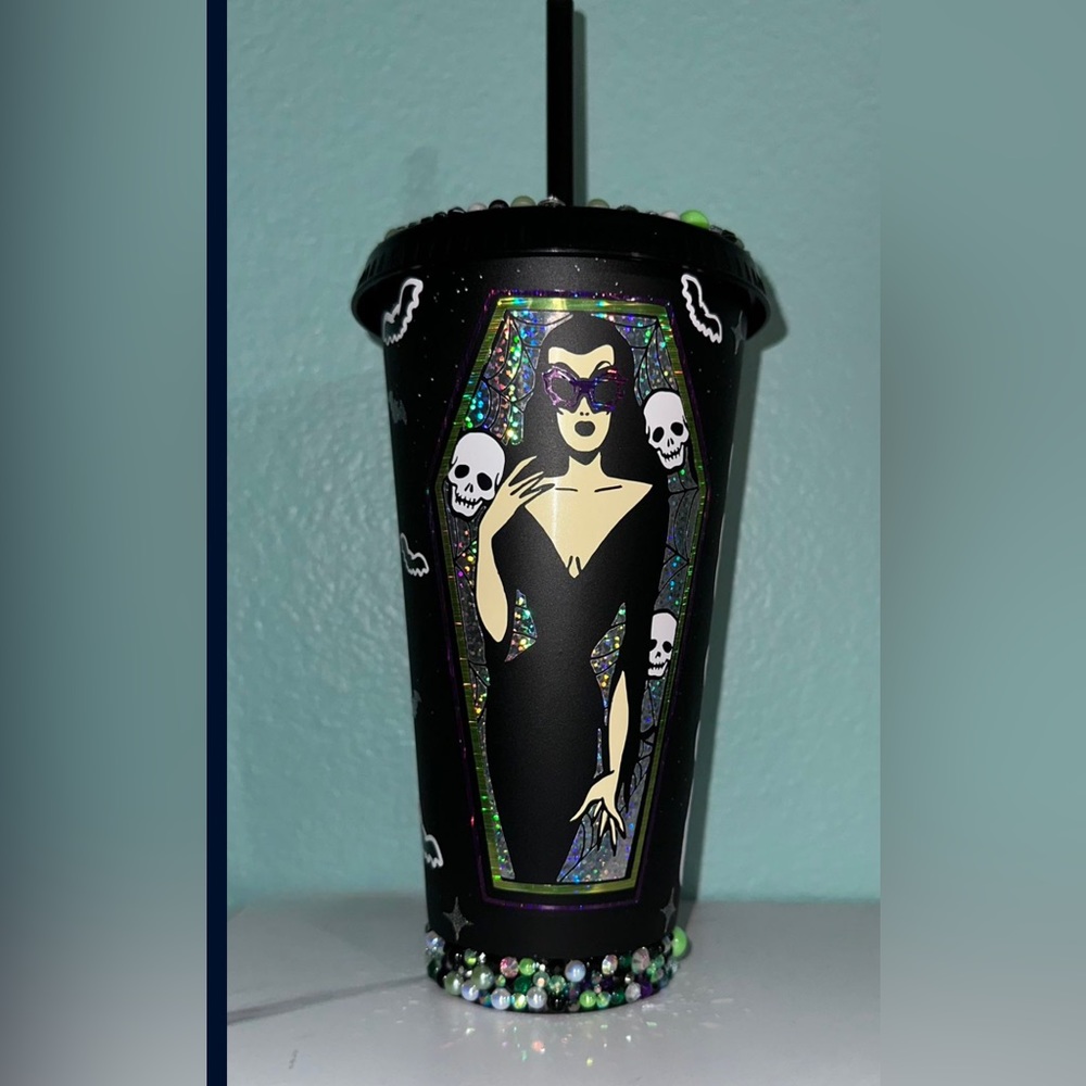 Goth chic tumbler with rhinestones